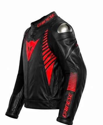 Cowhide Armored Motorcycle Jacket – Black & Red - Image 3