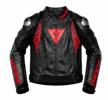 Cowhide Armored Motorcycle Jacket – Black & Red