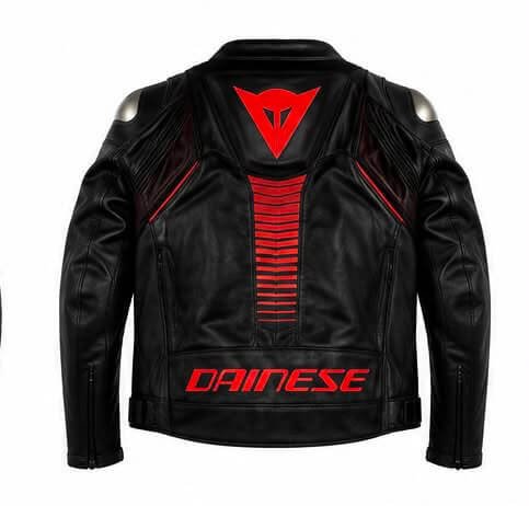Cowhide Armored Motorcycle Jacket – Black & Red - Image 2
