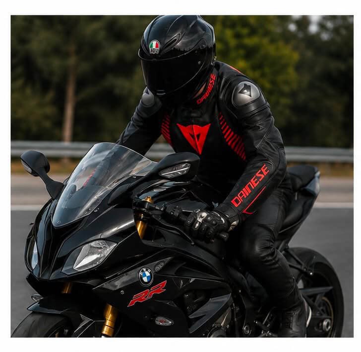 Cowhide Armored Motorcycle Jacket – Black & Red - Image 5